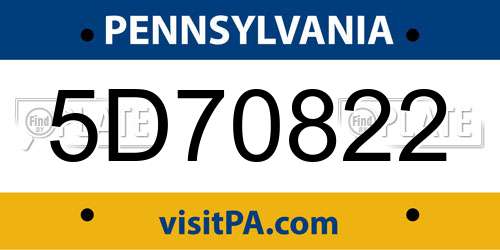 5D70822 Pennsylvania License Plate