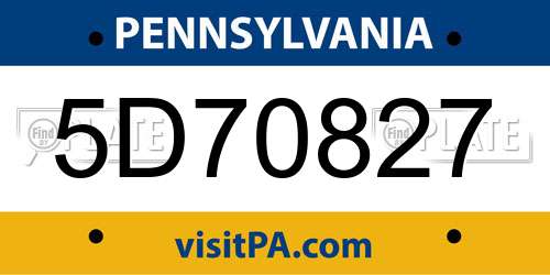 5D70827 Pennsylvania License Plate