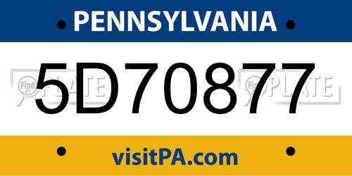 5D70877 Pennsylvania License Plate