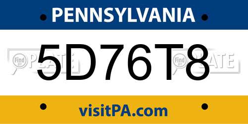 5D76T8 Pennsylvania License Plate