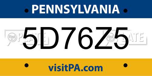 5D76Z5 Pennsylvania License Plate