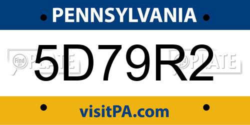 5D79R2 Pennsylvania License Plate