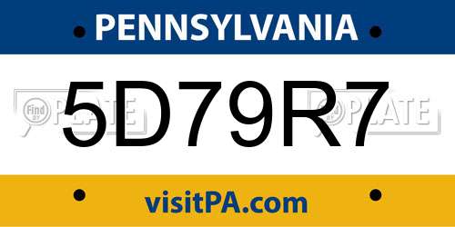 5D79R7 Pennsylvania License Plate