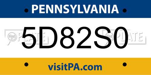 5D82S0 Pennsylvania License Plate