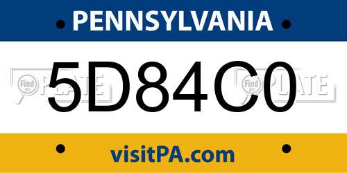 5D84C0 Pennsylvania License Plate