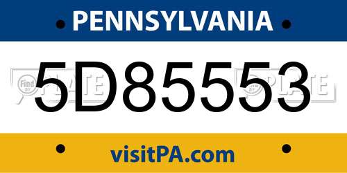 5D85553 Pennsylvania License Plate
