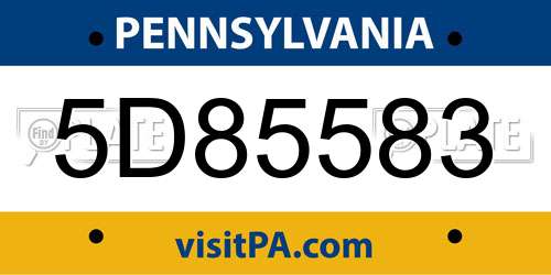 5D85583 Pennsylvania License Plate