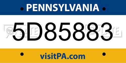 5D85883 Pennsylvania License Plate