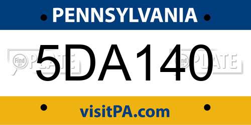 5DA140 Pennsylvania License Plate