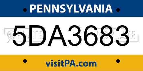 5DA3683 Pennsylvania License Plate