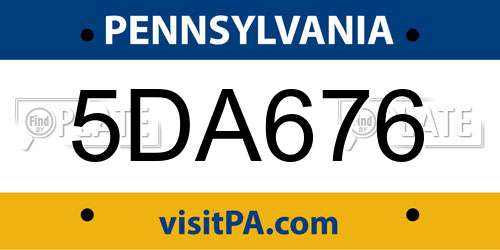 5DA676 Pennsylvania License Plate