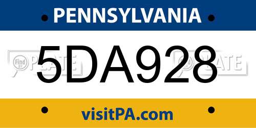 5DA928 Pennsylvania License Plate