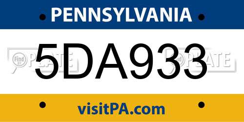 5DA933 Pennsylvania License Plate