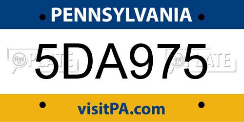 5DA975 Pennsylvania License Plate