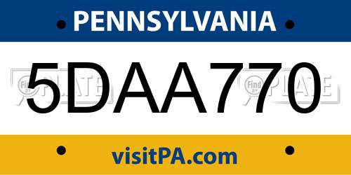 5DAA770 Pennsylvania License Plate