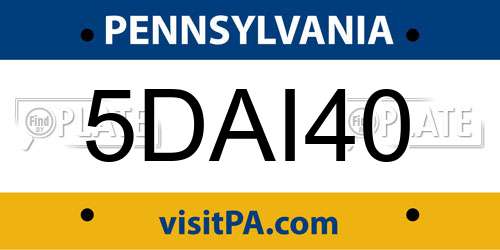 5DAI40 Pennsylvania License Plate