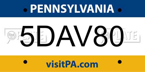 5DAV80 Pennsylvania License Plate