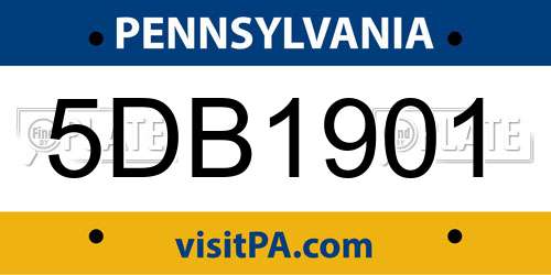 5DB1901 Pennsylvania License Plate