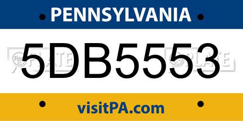 5DB5553 Pennsylvania License Plate