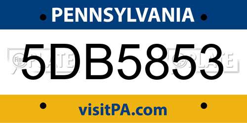 5DB5853 Pennsylvania License Plate