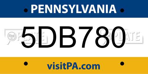 5DB780 Pennsylvania License Plate