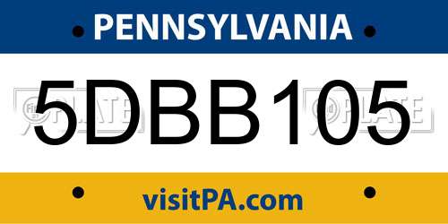 5DBB105 Pennsylvania License Plate