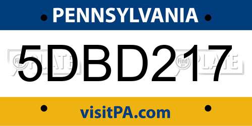 5DBD217 Pennsylvania License Plate