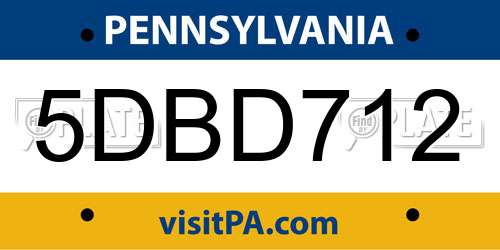5DBD712 Pennsylvania License Plate