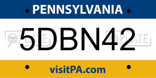 5DBN42 Pennsylvania License Plate