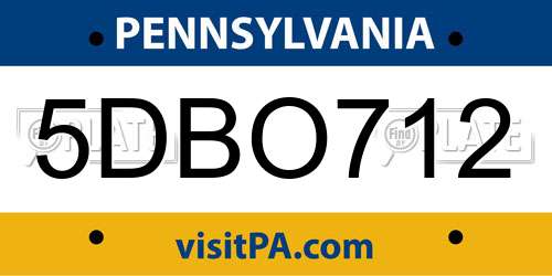 5DBO712 Pennsylvania License Plate