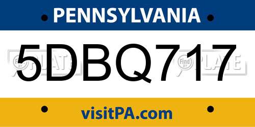 5DBQ717 Pennsylvania License Plate