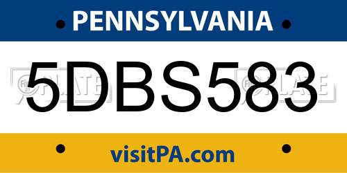 5DBS583 Pennsylvania License Plate