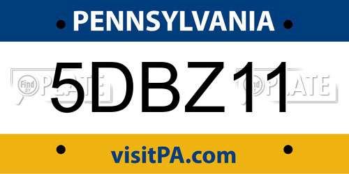 5DBZ11 Pennsylvania License Plate