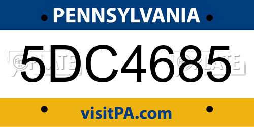 5DC4685 Pennsylvania License Plate