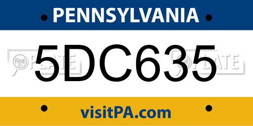 5DC635 Pennsylvania License Plate