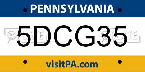 5DCG35 Pennsylvania License Plate