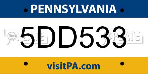 5DD533 Pennsylvania License Plate