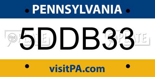 5DDB33 Pennsylvania License Plate