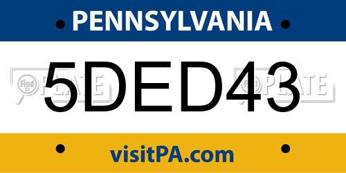 5DED43 Pennsylvania License Plate