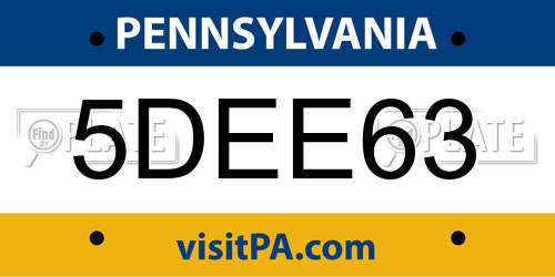5DEE63 Pennsylvania License Plate