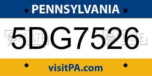 5DG7526 Pennsylvania License Plate
