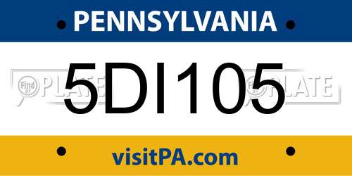 5DI105 Pennsylvania License Plate