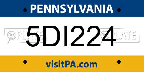 5DI224 Pennsylvania License Plate