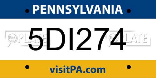 5DI274 Pennsylvania License Plate