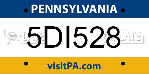 5DI528 Pennsylvania License Plate