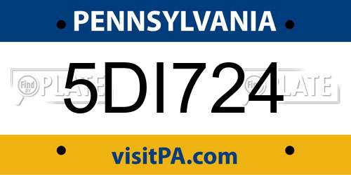 5DI724 Pennsylvania License Plate