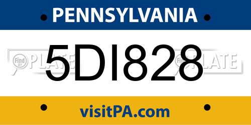 5DI828 Pennsylvania License Plate