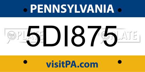 5DI875 Pennsylvania License Plate