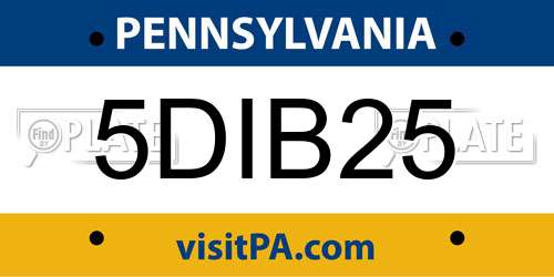 5DIB25 Pennsylvania License Plate