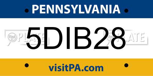 5DIB28 Pennsylvania License Plate